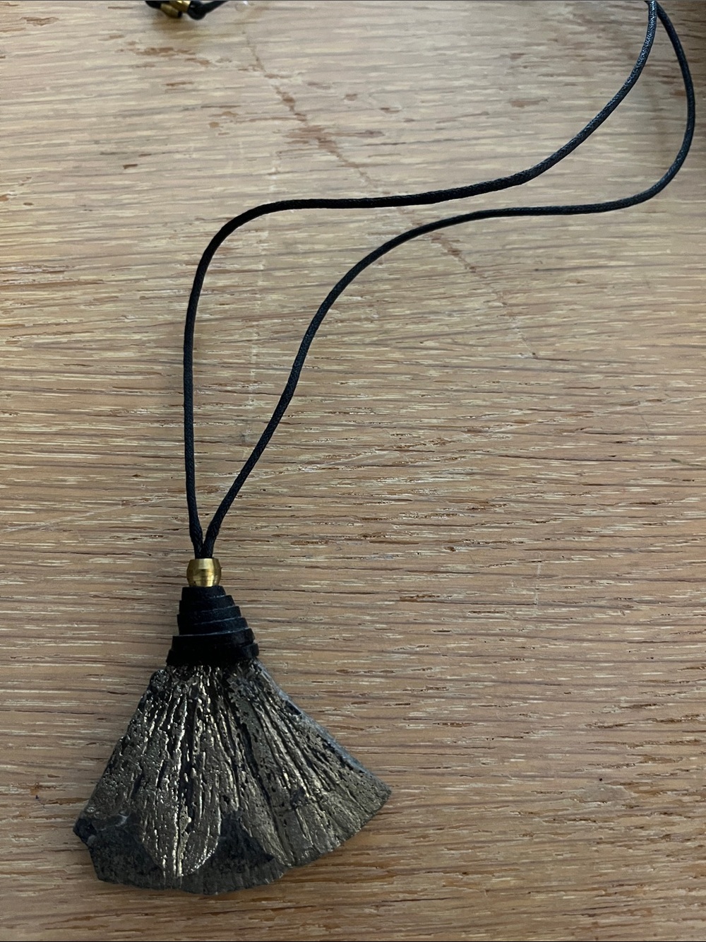 Black Kyanite ‘Witches Broom’ Pendant  on black cord
